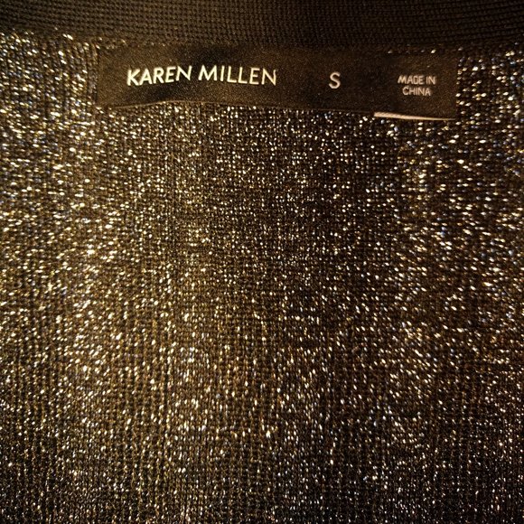 Karen Millen Ribbed Cardigan Sparkling Silver and Black size S - Picture 5 of 7